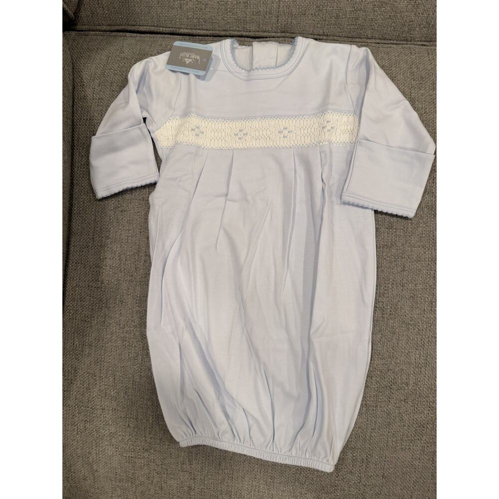Baby Bliss Smocked Baby Boy Gown Blue Pima Cotton 3-6 Months NWT - Picture 2 of 12